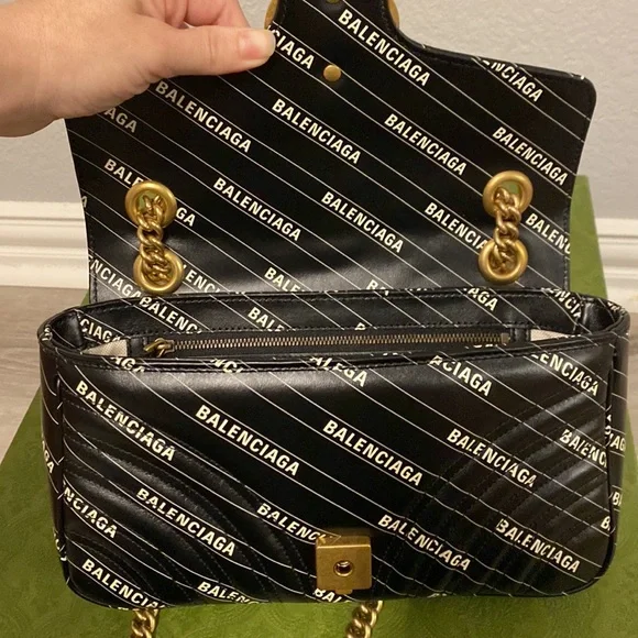 Gucci Hacker Project Limited Edition Balenciaga Print Leather Marmont GG Bag - Picture 11 of 15